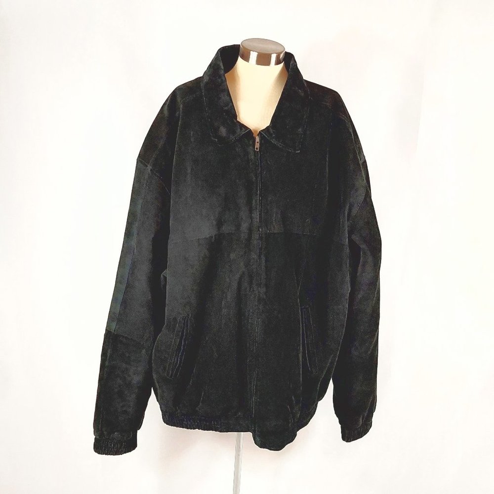 Himalaya Outfitters Vintage Black Leather-Suede Bomber Jacket